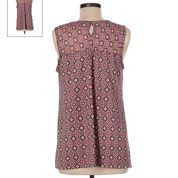 Roz & Ali Pink Pattern Print Sleeveless Tunic Tank Top Women's Large Petite LP - Picture 2 of 8